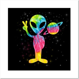 Alien Peace Sign Shirt Posters and Art